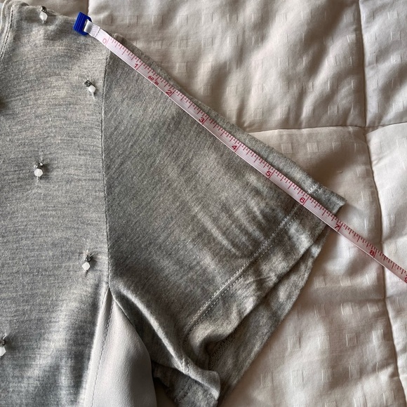 Club Monaco Jewel Embellished Mixed Media Tee XS Heather Grey - Picture 12 of 12